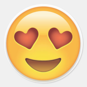 Pegatina Redonda Autoadhesivo, Stickers, Emoji amor