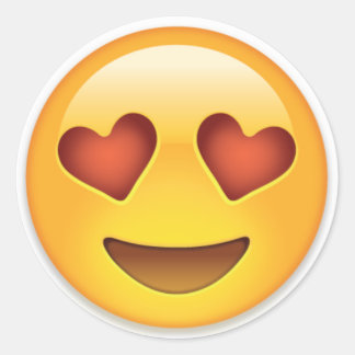 Pegatina Redonda Autoadhesivo, Stickers, Emoji amor