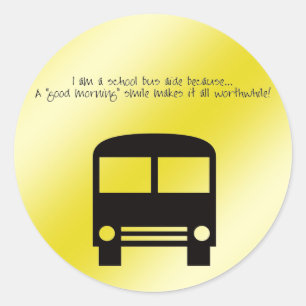 Pegatina Redonda Autobús Aide A Good Morning Smile Black Bus