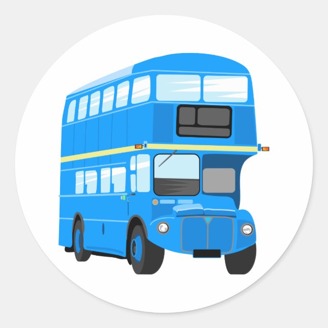 Pegatina Redonda Autobús azul (Anverso)