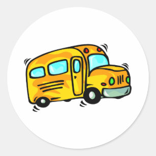 Pegatina Redonda Autobús escolar