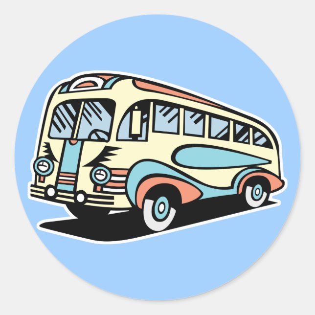 Pegatina Redonda autocaravana retro (Anverso)