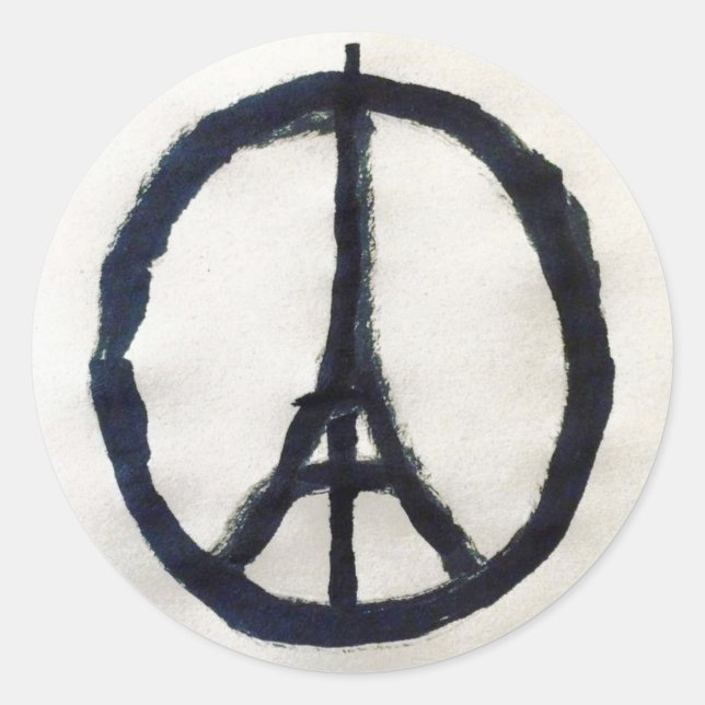 Pegatina Redonda Autocolante de apoio a França (Anverso)