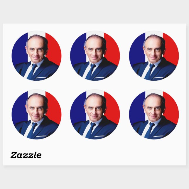 Pegatina Redonda Autocollant 7.6 cm,  Zemmour Président 2022 (Hoja)