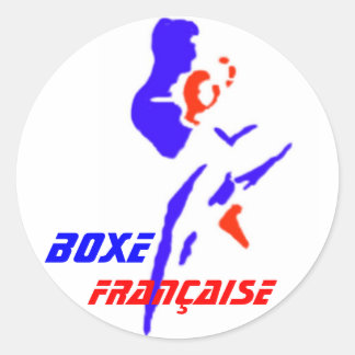 Pegatina Redonda Autocollant Boxe Française