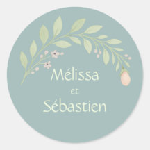 Autocollant carte-retour mariage, cadeau floral