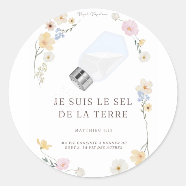 Pegatina Redonda Autocollants  "Je suis le sel de la Terre" (Anverso)