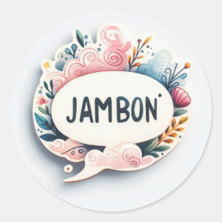 Pegatina Redonda Autocollants ronds classiques (Jambon)