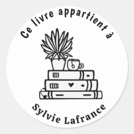 Pegatina Redonda Autocollants ronds classiques livres