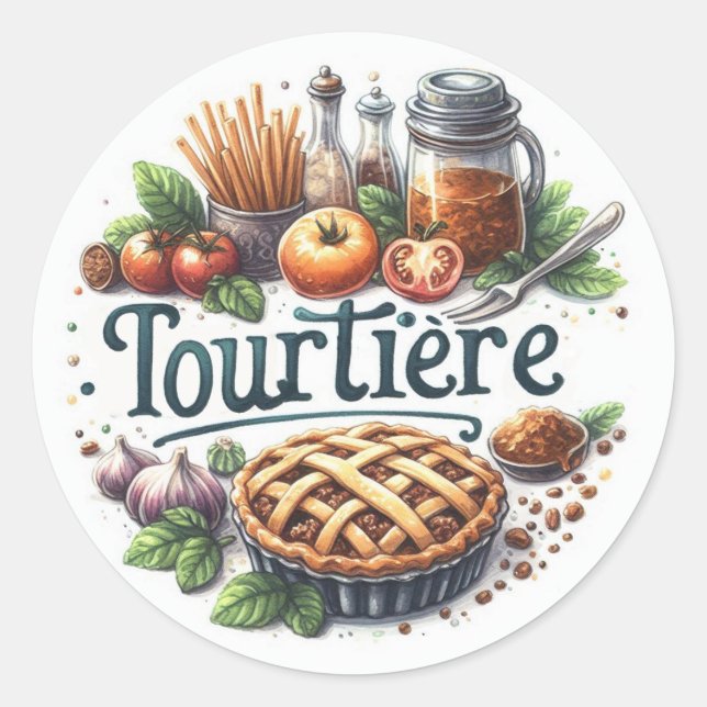 Pegatina Redonda Autocollants ronds classiques (Tourtière) (Anverso)