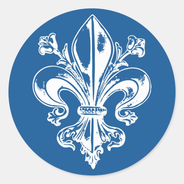 Pegatina Redonda AutocollantX20 Flor de lis francés metal antiguo (Anverso)