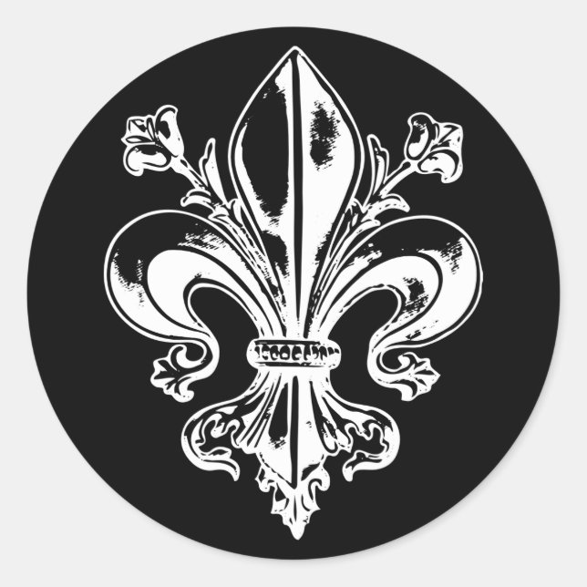 Pegatina Redonda AutocollantX20 Flor de lis francés metal antiguo