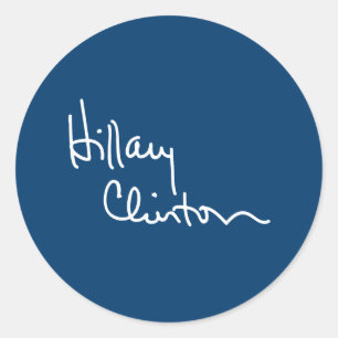 Pegatina Redonda Autografo de Hillary Clinton (blanco) -.png