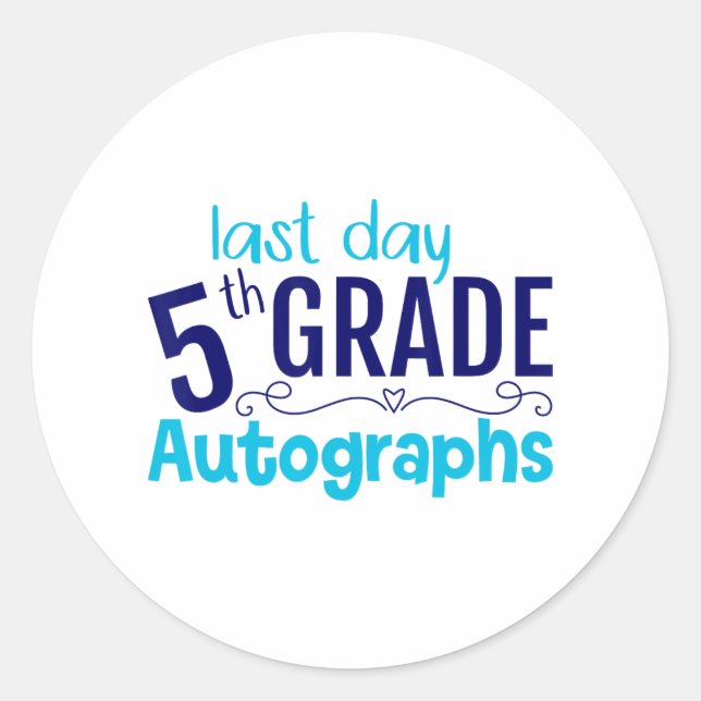 Pegatina Redonda Autografo Escolar de 5º Grado Estudiante (Anverso)