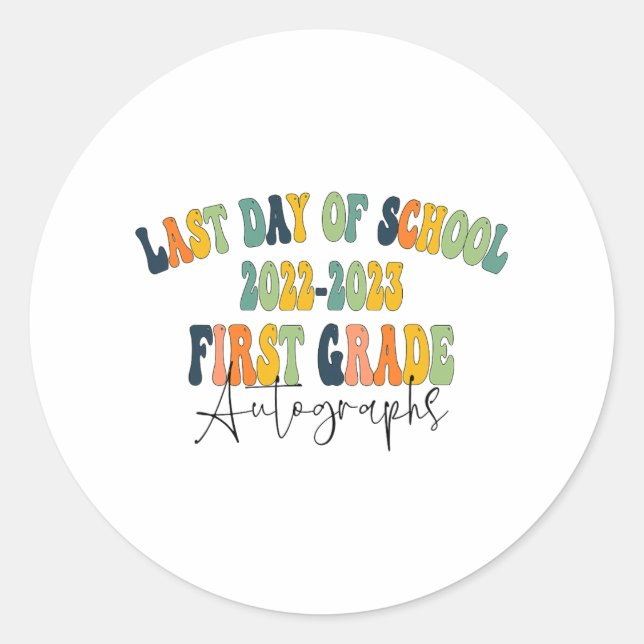 Pegatina Redonda Autógrafos De Primer Grado De Día De La Escuela 20 (Anverso)