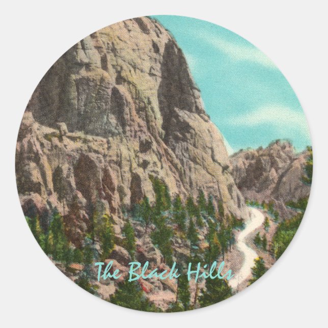 Pegatina Redonda Autopista del Monte Rushmore (Anverso)
