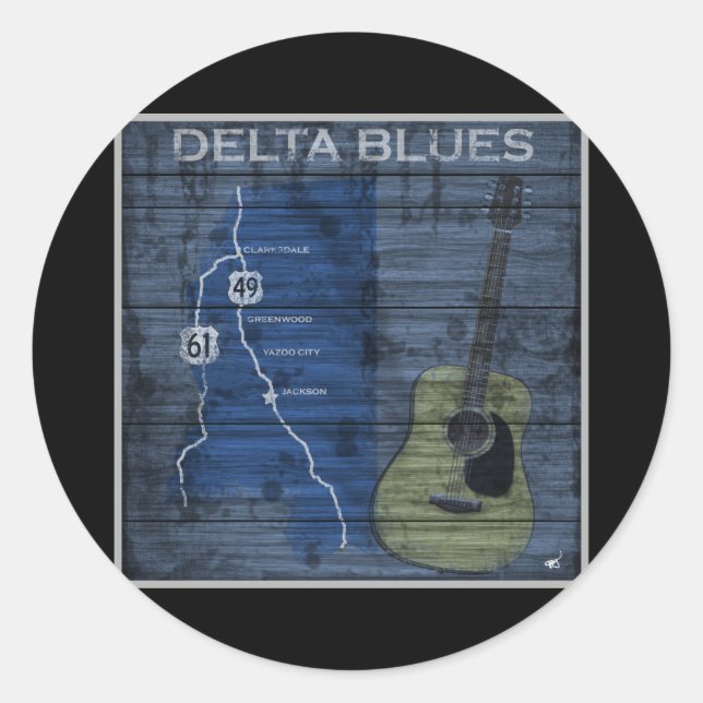 Pegatina Redonda Autopista Delta Blues Grunge Blues (Anverso)
