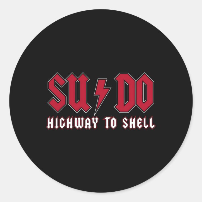 Pegatina Redonda Autopista Sudo Para Shell Ubuntu Linux Superuser C (Anverso)