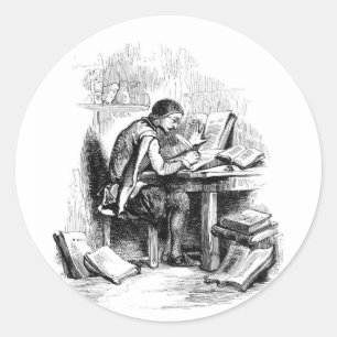 Pegatina Redonda Autor de escritor de libros antiguos
