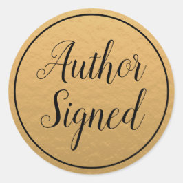 Pegatina Redonda Autor de oro firma ventas modernas de libros