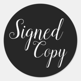 Pegatina Redonda Autor del editor de copias con firma en blanco y n