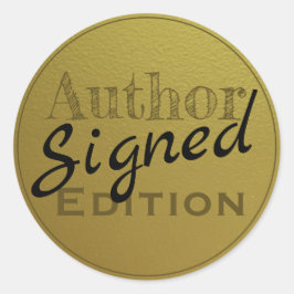Pegatina Redonda Autor Edición Firmada Faux Gold