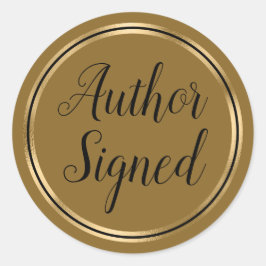 Pegatina Redonda Autor firmado café Caramel Gold