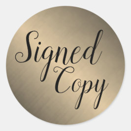 Pegatina Redonda Autor firmado oro cepillado del escritor de la
