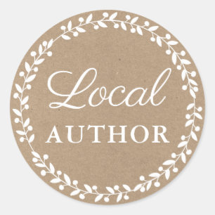 Pegatina Redonda Autor local escritor libro Promo Kraft White
