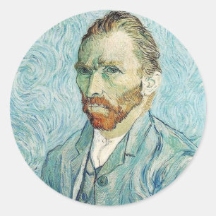 Pegatina Redonda Autoretrato de Vincent Van Gogh