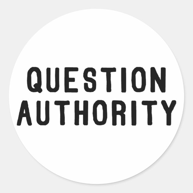 Pegatina Redonda Autoridad de preguntas (Anverso)