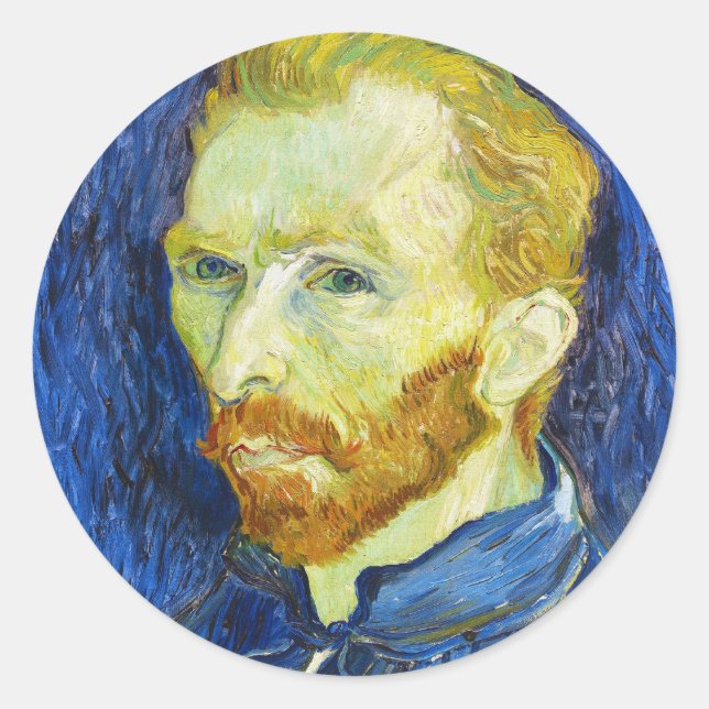 Pegatina Redonda Autorretrato con Pallette Vincent van Gogh (Anverso)