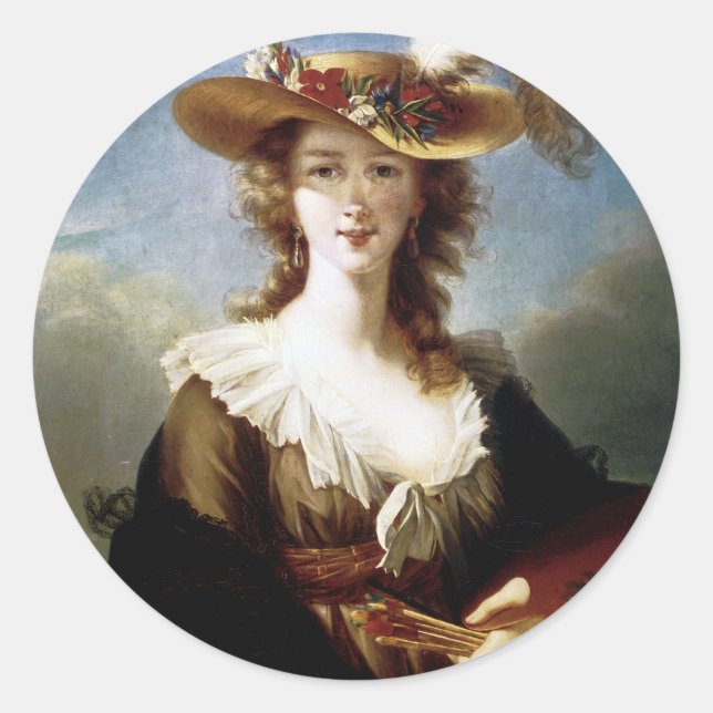 Pegatina Redonda autorretrato de Elisabeth Vigee-Lebrun (Anverso)