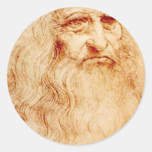 Pegatina Redonda Autorretrato de Leonardo da Vinci circa 1510-1515