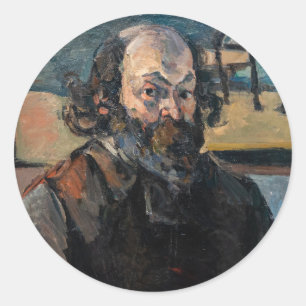 Pegatina Redonda Autorretrato de Paul Cezanne