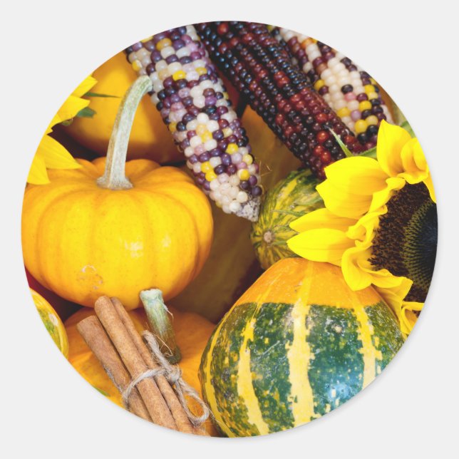 Pegatina Redonda Autumn Bounty (Anverso)