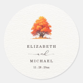 Pegatina Redonda Autumn Fallng In Love Wedding Elegant Fall Wedding