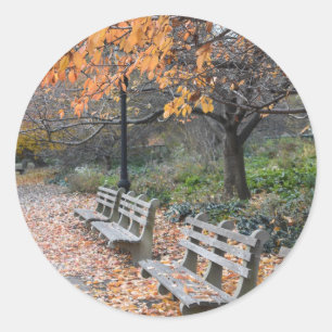 Pegatina Redonda Autumn Leaves Riverside Park New York City NYC