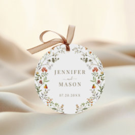 Pegatina Redonda Autumn Meadow Boda de la flor silvestre Bride Groo