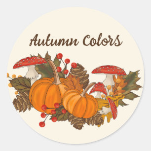 Pegatina Redonda Autumn Naturals Colores de otoño Personaliza el te