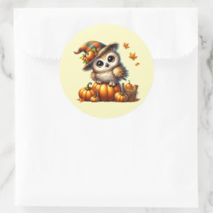 Pegatina Redonda Autumn Owl