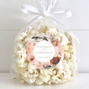 Pegatina Redonda Autumn Watercolor Boho Boda Floral