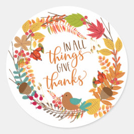 Pegatina Redonda Autumn Wreath Give