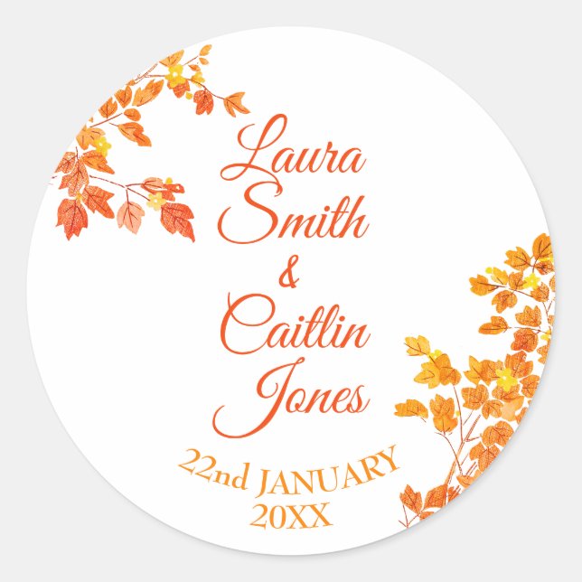 Pegatina Redonda Autumnal (Anverso)