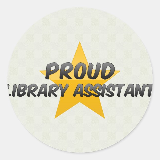 Pegatina Redonda Auxiliar de la Biblioteca Orgullosa (Anverso)