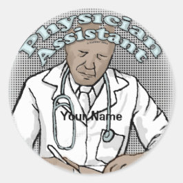 Pegatina Redonda Auxiliar de Médicos de Hombres Negros