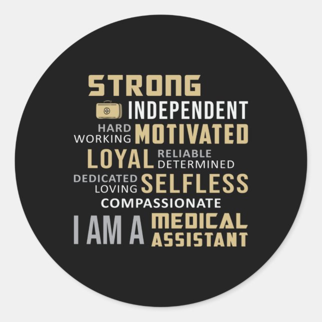 Pegatina Redonda Auxiliar Médico Auxiliar Médica Enfermera Funny (Anverso)
