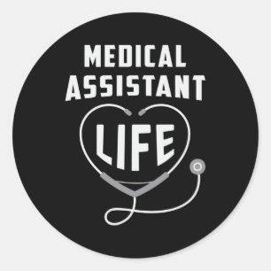 Pegatina Redonda Auxiliar Médico Médica de Vida Enfermera de Medici