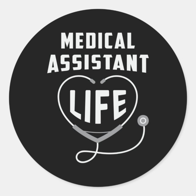 Pegatina Redonda Auxiliar Médico Médica de Vida Enfermera de Medici (Anverso)