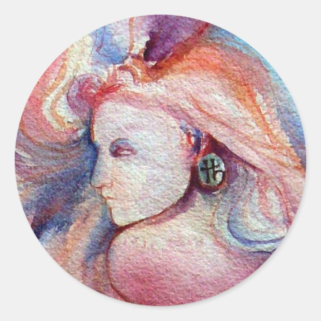 Pegatina Redonda AVALON / magia y misterio (Anverso)